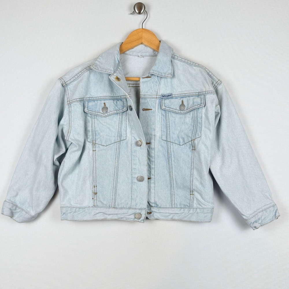 Guess‎ Women Small Denim Jacket Vintage Rust Stained Trucker Acid Wash Grunge